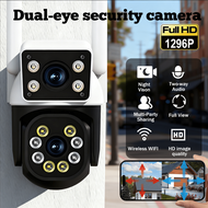 1pc Dual-Lens Wireless Security Camera - 2.4GHz, IPX5 Waterproof, Smart Motion Tracking, Color Night