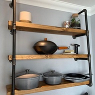 Kệ treo tường ống nước 3 tầng chất liệu gỗ cao cấp kệ ống nước trang trí chất liệu ống sắt cao cấp G