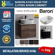Baron A103 Solid Top Phoenix Platform with Top Mount Basin Stainless Steel Cabinet 60CM Vanity