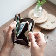 咖啡 5卡 L型拉鍊短夾錢包丨客製打字丨日、港幣可放丨禮物紀念