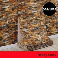 5m/10mx70cm A Roll Self -Adhesive Wall Stickers 3D Marble Brick Kitchen Wall Tiles Stickers Bathroom