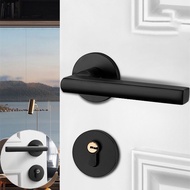 HITAM Door lock Full Handle Set Black Premium Door lock Aluminum Silent Door Handle lock Bedroom Living Room