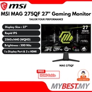 MSI MAG 275QF 27'' WQHD 180HZ 0.5MS HDR Rapid IPS Gaming Monitor
