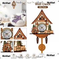 FKILA Cuckoo Clock, Wooden Non Hourly Chime Wall Clock,  Wall Mounted Retro Hanging Clock Living Roo