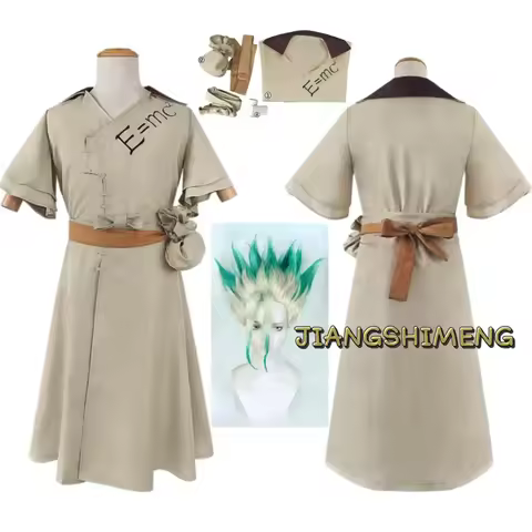 2025 Anime Senku Ishigami Cosplay Costume Wig Sets Halloween Senku Ishigami Role Play Suit Comic Con