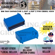 BM FAN CAPASITOR 1.2UF 1.5UF 2 PIN CBB61 450V BLUE (CBB61)