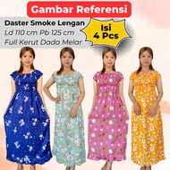 Paket Isi 4 Daster Smoke Lengan Full Kerut Dada Busui Ld 110 Bahan Rayon Adem Panjang Semata Kaki 2