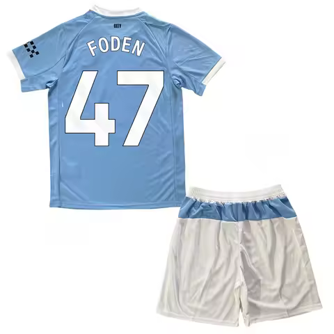 25-26 Mens/Kids New Activewear MCI Soccer #47 Foden Jerseys Fashion Sports T-Shirt Blue