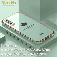 WenHui Electroplated maple leaf is suitable for Samsung Galaxy A10S / A20S / A30S / A50S / A70S / A7 2018 / A20 / A30 / A50/A70 chrome plated TPU soft phone case