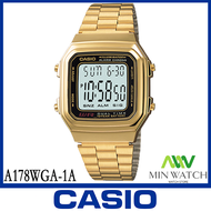 นาฬิกาผู้ชาย Casio รุ่น A-178WA-1A สายสแตนเลส สีเงิน ของแท้100% ประกันศูนย์ CASIO 1 ปี จากร้าน MIN WATCH