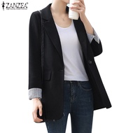 ZANZEA Women Collar Long Sleeve Button Solid Fake Pockets Blazer