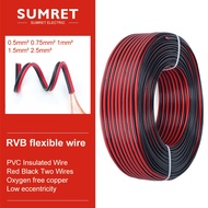 flexible wires wiring red black 2Pin insulated electric wire LED power supply Speaker monitor cable AWG 20 18 17 16 13 RVB 0.5 0.75 1 1.5mm2 2.5mm2