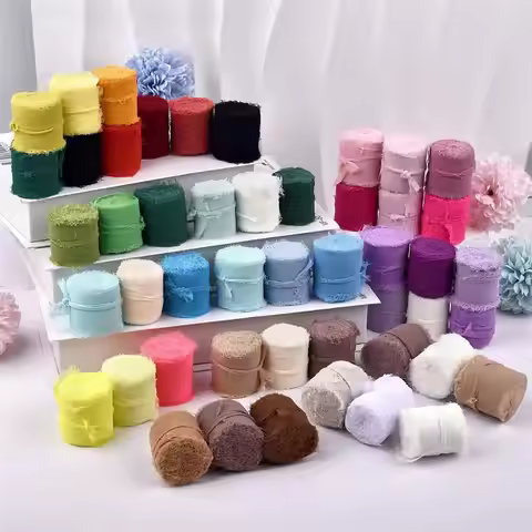 5yard Gauze Chiffon Ribbon Silk-Like Ribbons Wedding Invitation Bouquet Fabric Ribbons Christmas Dec