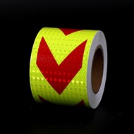 A-💞Widened Reel Arrow Reddish Yellow Fire Protection Safety Cordon Logo Sticker Traffic Warning Tape Body Reflective Adh