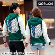 Jacket SWEATER HOODIE ANIME ATTACK ON TITAN SNK BASEBALL-Jacket COSPLAY (M,L,XL,XXL)