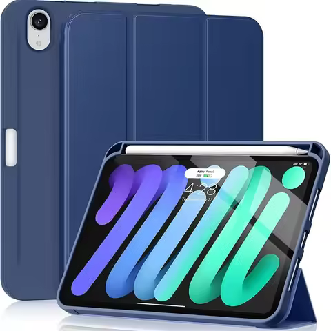 For iPad Mini 7 Case with Pen Holder Trifold Stand Tablet Coque For iPad Mini 6 Cases For iPad Mini 