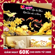 Tranh đính đá cửu ngư quần hội Y8182-KT: 120x60cm. Sản xuất trên dây chuyền công nghệ Nhật Bản với c