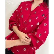 KEMEJA Lavender Long Bishop Sleeve Shirt Long Sleeve Shirt in Red