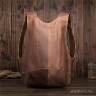 Backpack Student Trendy Crazy Horse Travel Bag Backpack Soft Leather Casual Men Women Beetle Retro B