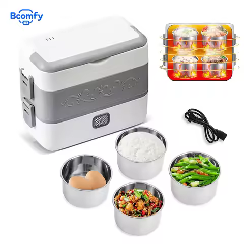 Electric Lunch Box 2.4L Portable Steamer Food Heater for Home Office Outdoor Fast Heating Portable C