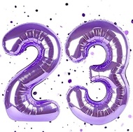 Purple Balloon 23, Numbers Balloon Purple, 40 Inch Purple Foil Balloon 2 & 3, Number Balloon 23 Heli