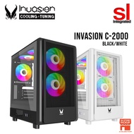 Invasion C-2000 Compact M-ATX Gaming Case - Black/White With Aurora Fan