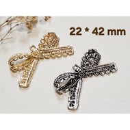 〔 1 Piece 15 Yuan 〕 22 * 42mm Double-Sided Lace Bow Pendant • Accessories 1 Size 2 Colors  🐶 Zhangge