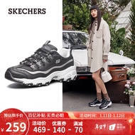 斯凯奇Skechers女鞋厚底老爹鞋休闲运动熊猫鞋11923 黑色/银色BKSL 37.5