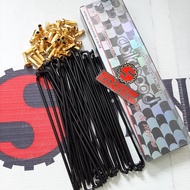 HITAM Motorcycle Spokes / Spokes / Nipples Size 157 Black Steel 45 Wilwood Thick Spokes 9x157