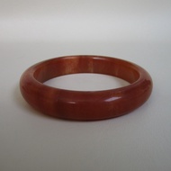Nephrite Burmese Honey Jade Bracelet Inner Ring Size 61.9mm Width 14.1mm Round Shape Flat Belly Suit