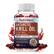 BioEmblem Krill Oil Antarctica 1000mg 120 Softgels Helps Maintain Cholesterol, Heart & otak | Omega-