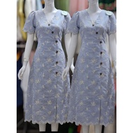 [D4263] ️ Charming embroidered bucket dress