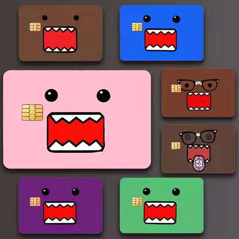 Cartoon D-Domo K-Kun Poster Credit Skin Cover Card Stickers 4PCS Film Bus Pass Front Decoration Bank