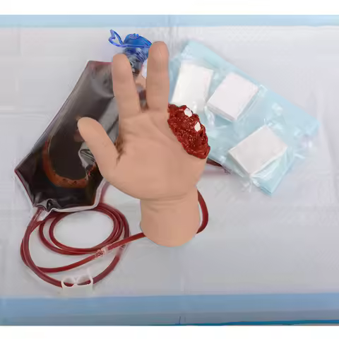 Silicone Hand Amputated Wound Simulator Basic Amputation Finger Trauma Wound Care Palm Model for Wou