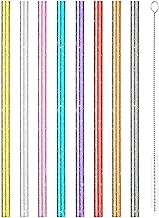 Pack of 8 Interchangeable Glitter Straws, 30 cm Long, Colourful Straws, Reusable Plastic Straws with