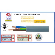 Fajar 1.0MM / 1.5MM / 2.5MM / 4MM 3 Core Flexible Cable Core 100% Pure Copper [PER METER]