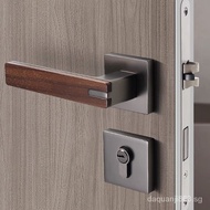 New Chinese Style Door Lock Indoor Bedroom Black Walnut Log Household Door Handle Mute Split Door Lock Door Handle Handle