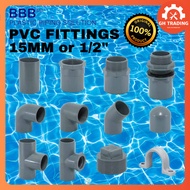 PVC Fitting 15mm 1/2" Socket Elbow 45 Tee PT Socket V Tank Connector Threaded Plug End Cap Valve Socket PT Tee Grey Pipe