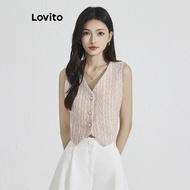 Elegant Plain Pearls Tweed Tank Top for Women L77ED221