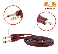 1.5m / 5ft Stereo Audio Cable Cord Wire 3.5mm 1/8  Male to Dual 6.35mm 1/4  TRS Male Plug for Comput