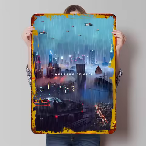Custom Metal Car Wall Art Decorative Painting for Home Garage Man Cave Decoration 2077 Cyberpunk Sty