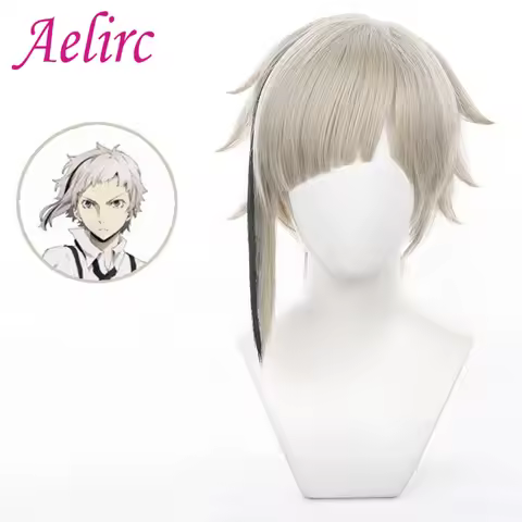 Nakajima Atsushi Cosplay Wig Bungo Stray Dogs Anime Coser Synthetic Short Straight Wig Heat Resistan
