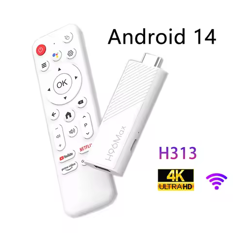 Smart TV Stick H313 Android 14.0 BT5.0 4K Quad Core 2.4G 5G Wifi6 Home Media Player Voice Assistant 