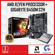 Gigabyte B450M-S2H B450 AM4 MOTHERBOARD + AMD RYZEN ATHLON / RYZEN 3 / RYZEN 5 / RYZEN 7 CPU COMBO P