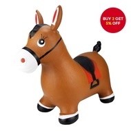 Bouncy Pals Brown Hopping Horse Toddler Plush Animal Hopper Toy with Inflatable Ride-on Bouncer and 