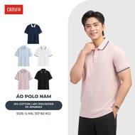 CANIFA men's polo shirt with collar, short sleeves, elegant line, medium loose form 8TP26A004