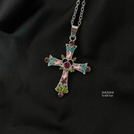 สร้อยคอ Goth Hot Girl Cross Necklace สร้อยคอเพชร Y2K Wind Necklace  AHOURR