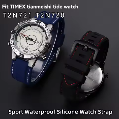 24*16mm Convex Rubber Watchband For TIMEX Tidal T2N721 T2N720 TW2T76500 TW2T76300 Series Sport Water