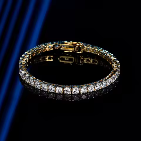 Luxury Solid Platinum PT950 4mm Moissanite Diamond Bracelet Hip Hop Men's and Women's Full Diamond T