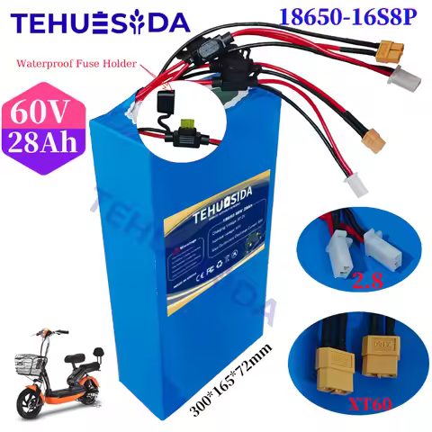 60V 28Ah 18650 16S8P Lithium Battery Pack with BMS 30A Advantageous Battery 500-1000W High-power Rec
